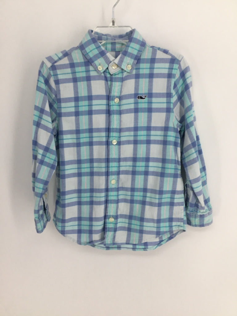 vineyard vines Child Size 3 Blue Plaid Shirt - boys