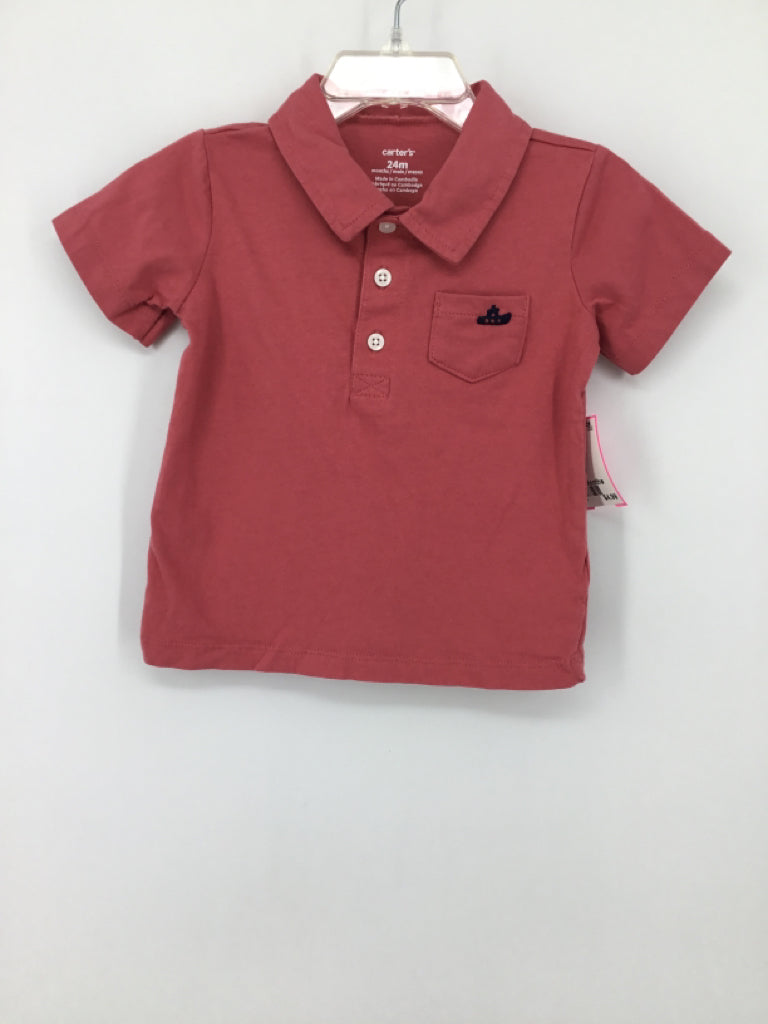 Carter's Child Size 24 Months Pink Solid Shirt - boys