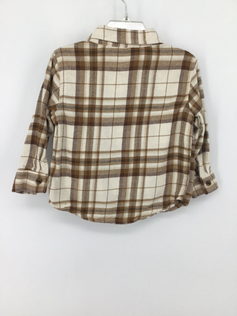 Old Navy Child Size 2 Tan Plaid Shirt - boys