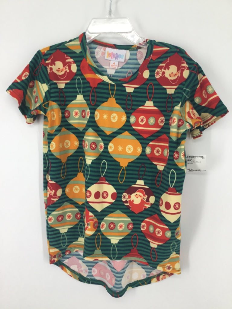 Lularoe Child Size 4 Green Christmas Shirt