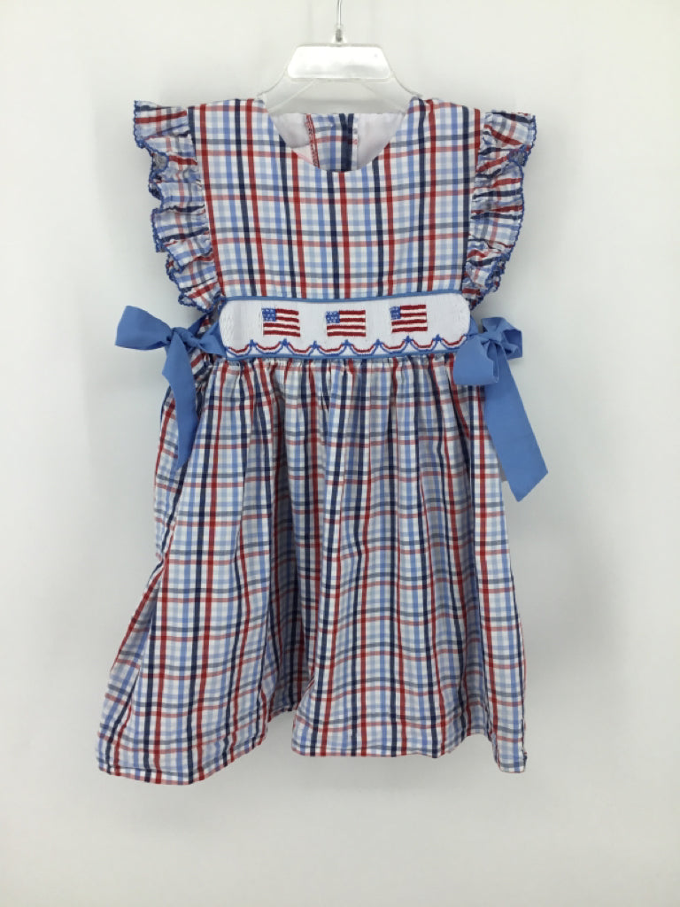 Southern Smocked Co Child Size 5 Blue Stars & Stripes Dress