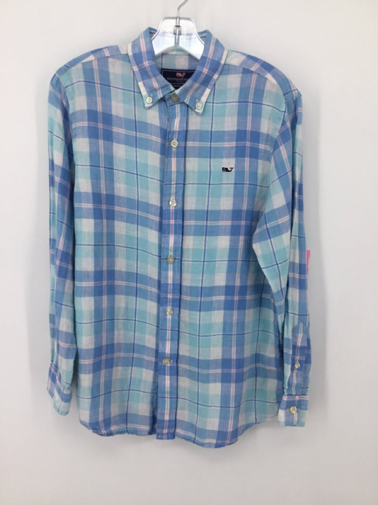 vineyard vines Child Size 8 Blue Plaid Shirt - boys