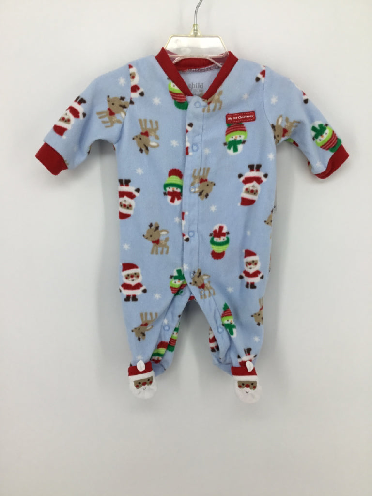 Child of Mine Child Size 0-3 Months Blue Christmas Sleeper