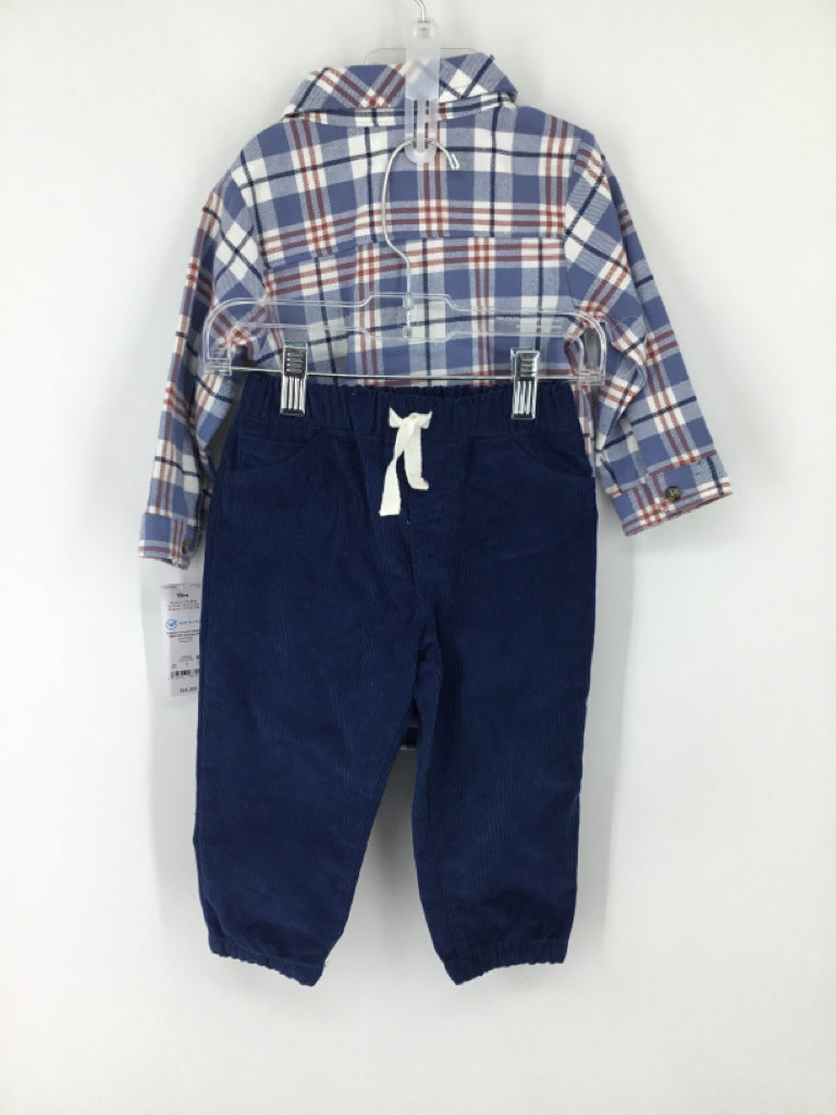 Just One You Made by Carters Child Size 18 Months Blue Plaid Outfit - boys