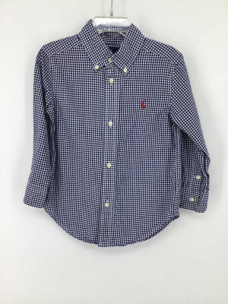 Ralph Lauren Child Size 3 Navy Gingham Shirt - boys
