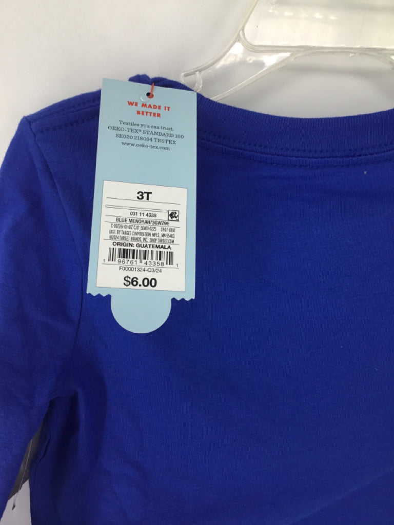 Cat & Jack Child Size 3 Blue Hanukkah T-Shirt