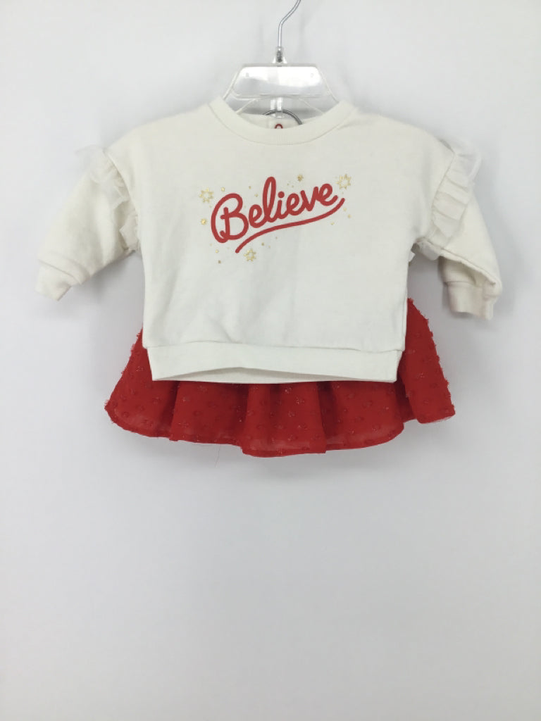 Cat & Jack Child Size 3-6 Months White Christmas Outfit