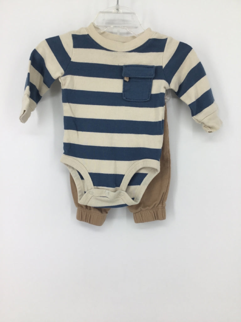 Carter's Child Size 3 Months Blue Stripe Outfit - boys