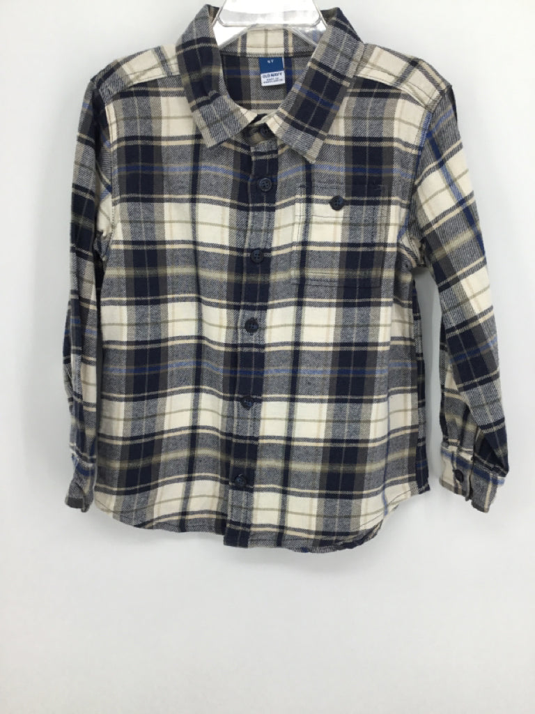 Old Navy Child Size 5 Blue Plaid Shirt - boys
