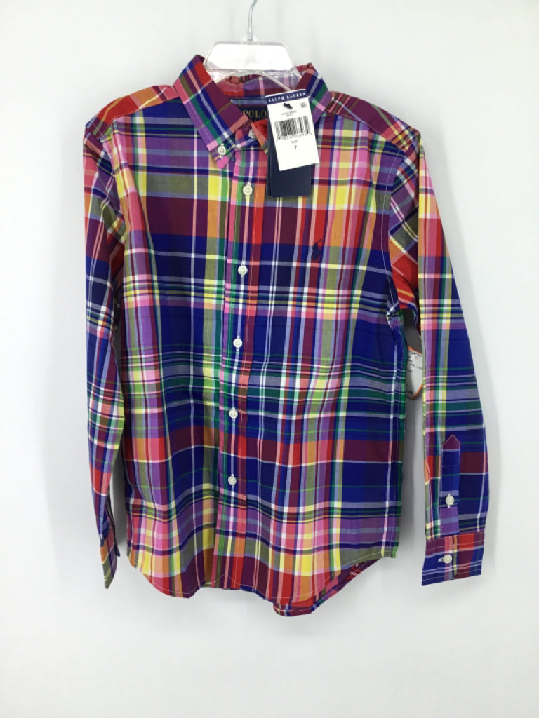 Ralph Lauren Child Size 7 Multi-Color Plaid Shirt - boys