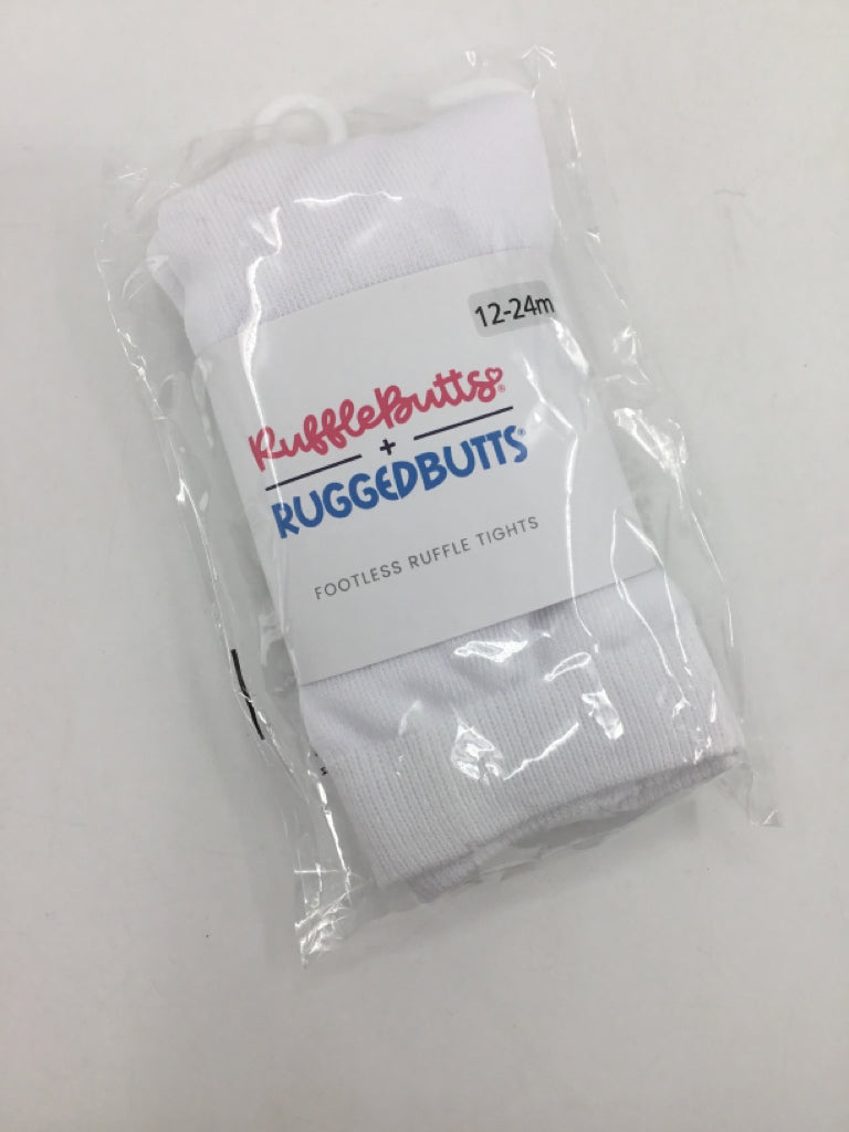 Ruffle Butts Child Size 12-24 Months White Tights - girls