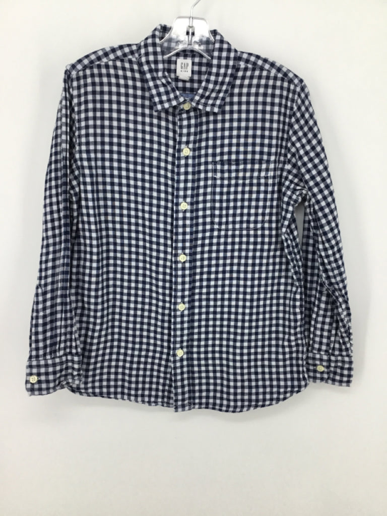 Gap Kids Child Size 10 Navy Gingham Shirt - boys