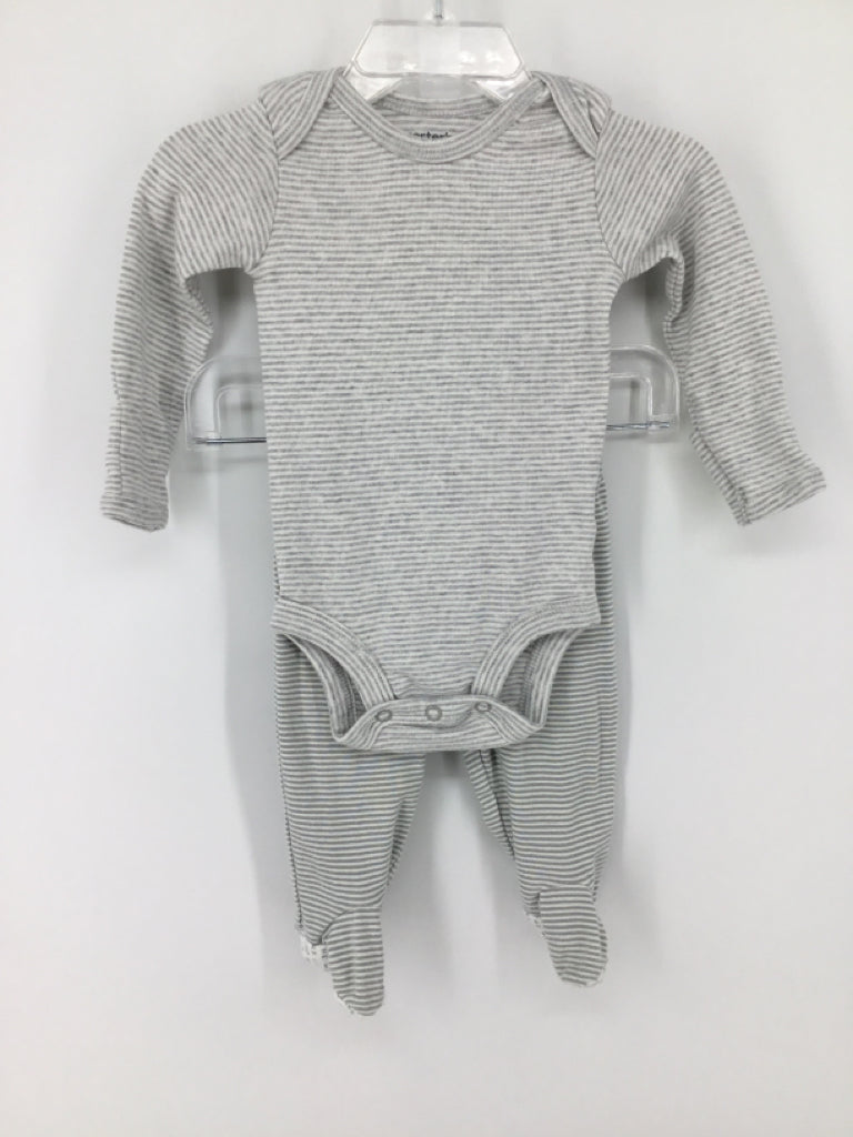Carter's Child Size 3 Months Gray Stripe Outfit - boys