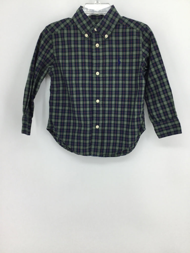 Ralph Lauren Child Size 2 Green Plaid Shirt - boys