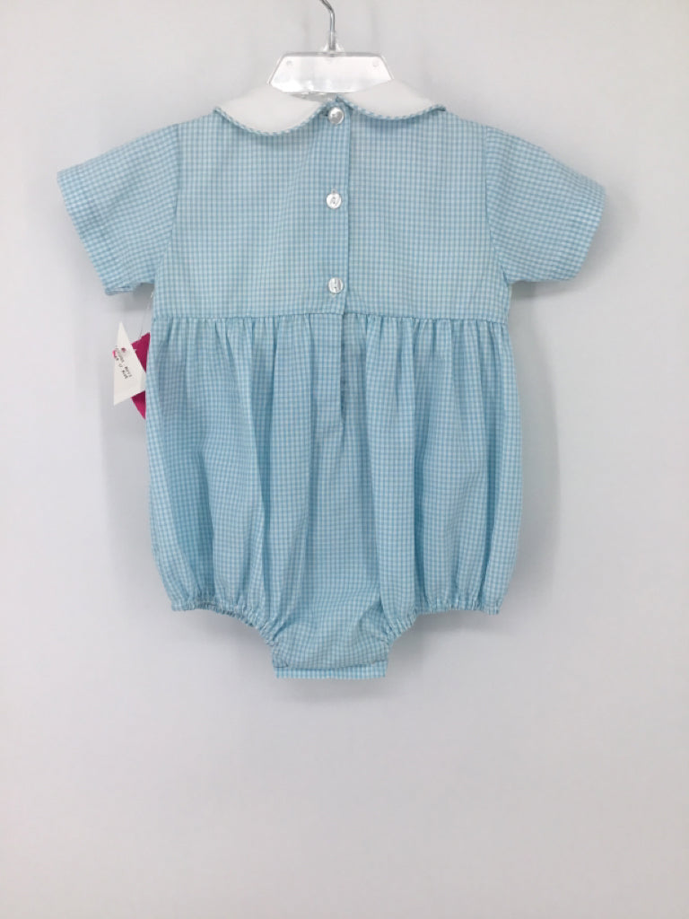 Petit Bebe Child Size 6 Months Blue smocked Outfit - boys