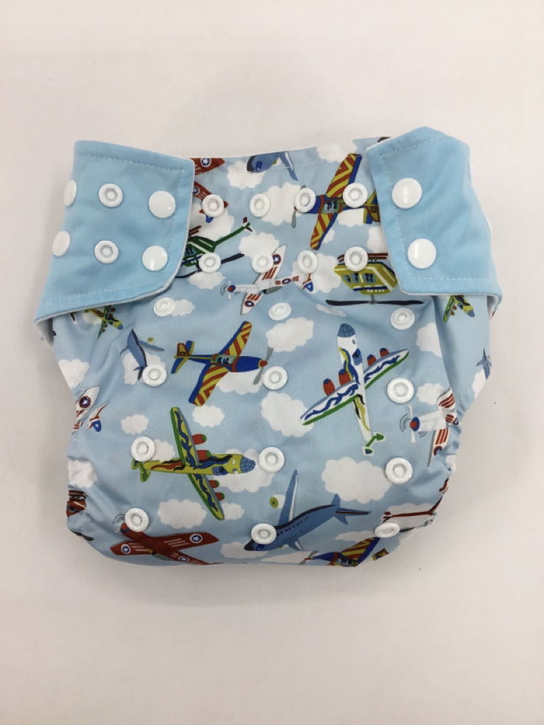 MooMoo Baby Child Size One Size Blue Print All in One Cloth Diaper