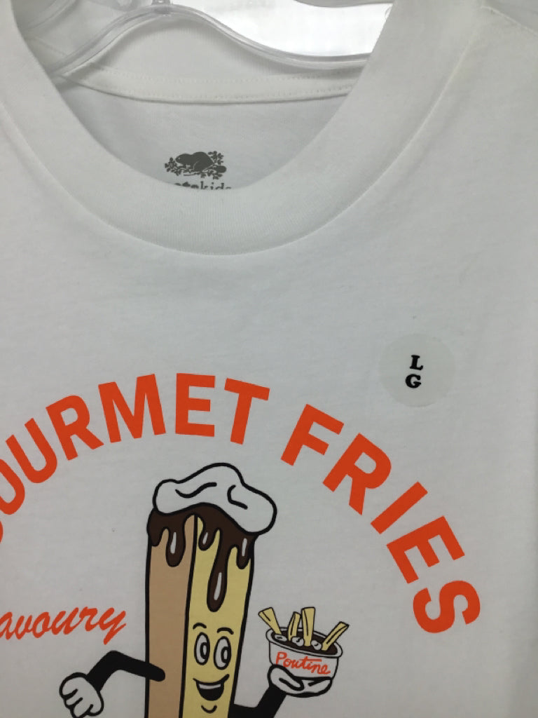 Roots Child Size 9 White screen printed T-shirt - boys