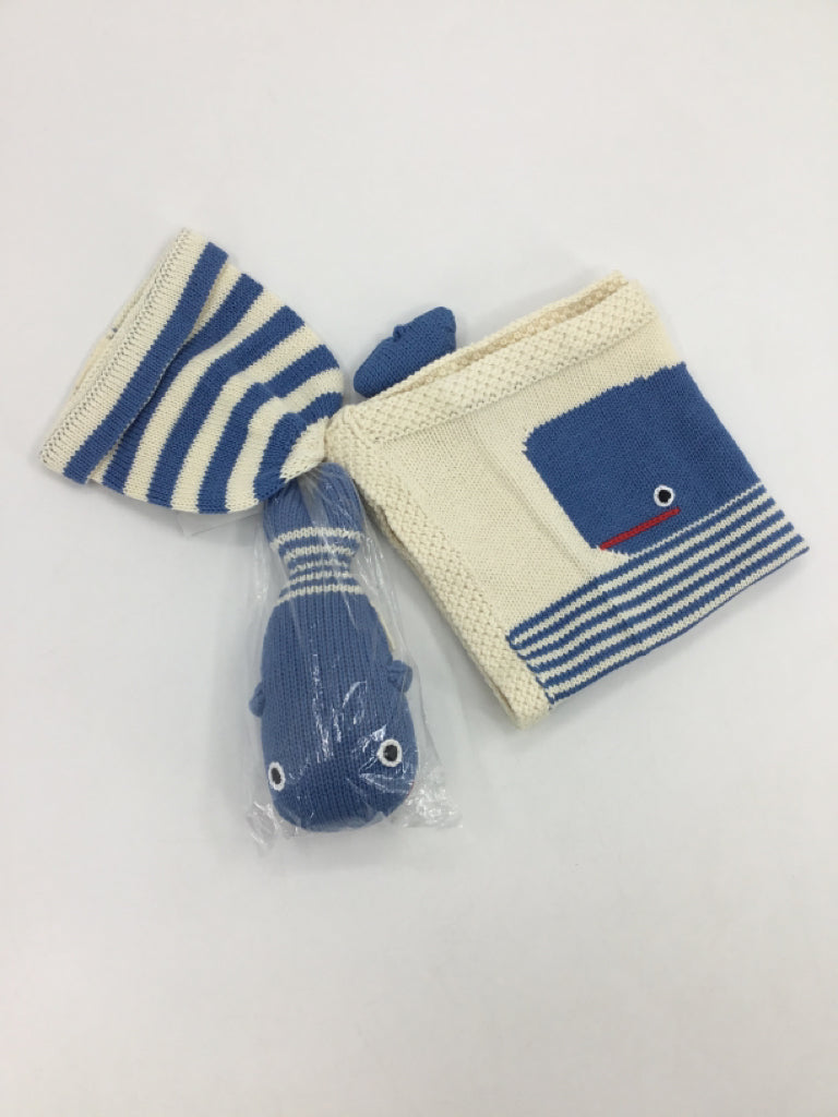 Estella Organic Baby Gift Set - Handmade Lovey Blanket, Rattle Toy & Hat