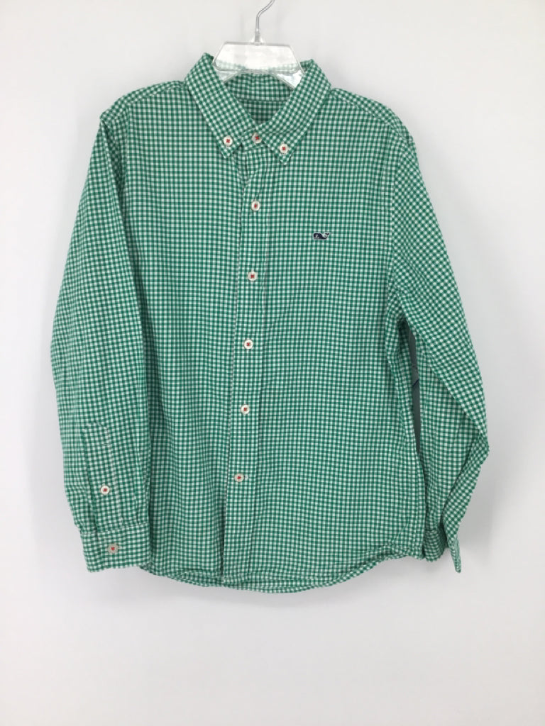 vineyard vines Child Size 7 Green Gingham Shirt - boys