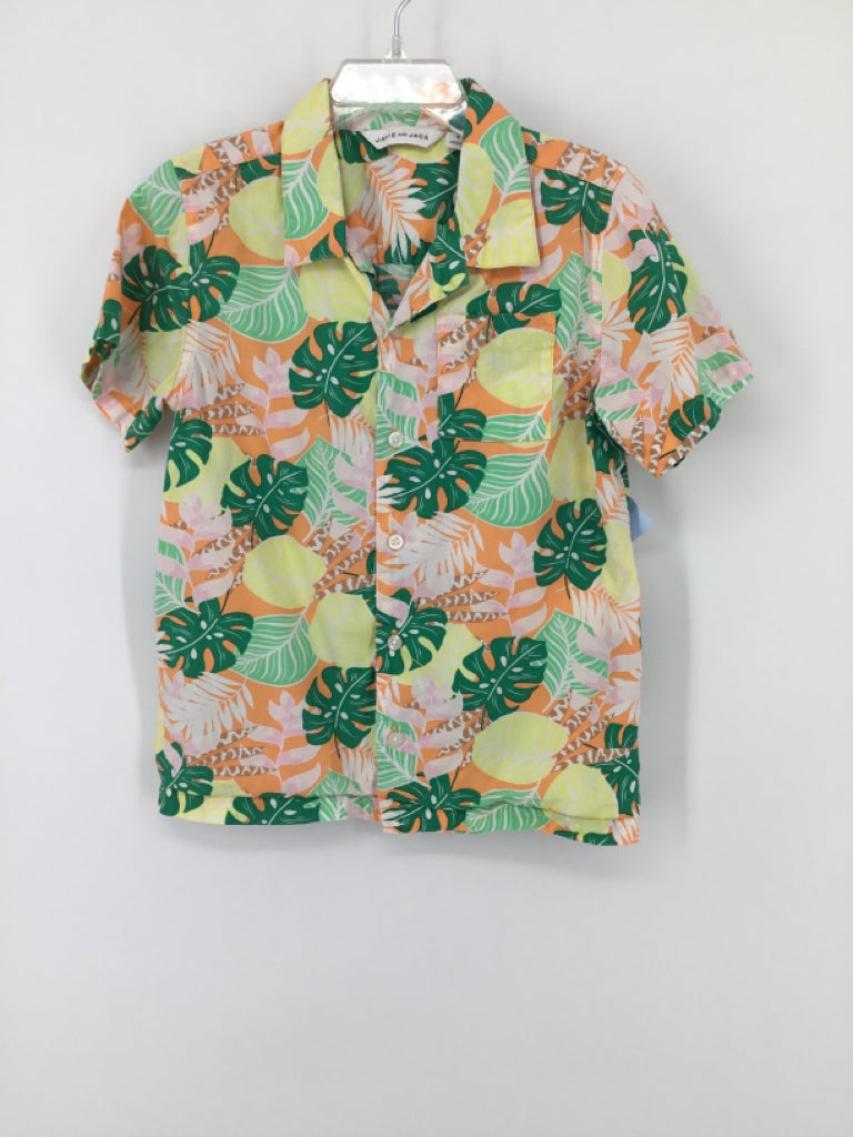 Janie and Jack Child Size 6 Green Print Shirt - boys