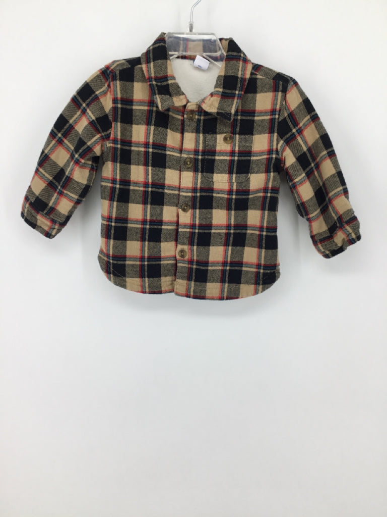 Old Navy Child Size 12-18 Months Tan Plaid Shirt - boys