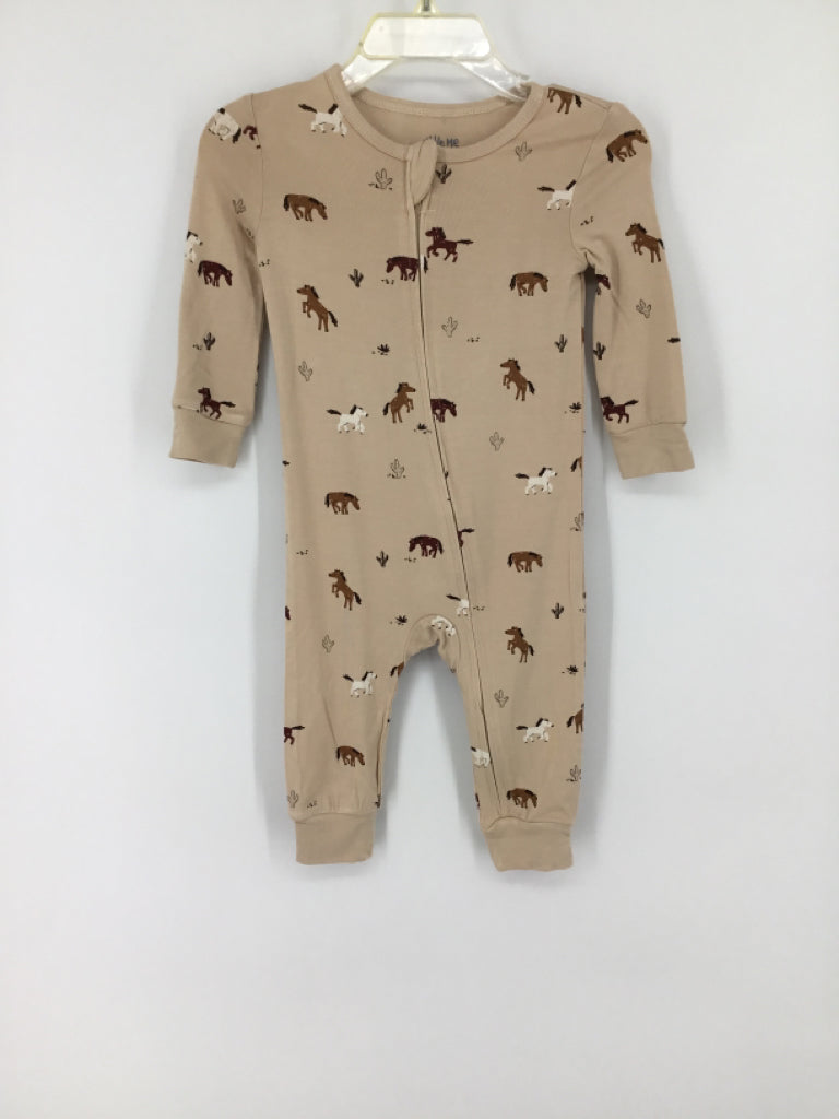 Little Me Child Size 12 Months Tan Print Pajamas - boys
