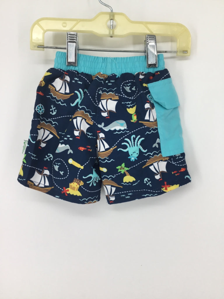 Green Sprouts Child Size 6 Months Blue Print Swimwear - boys