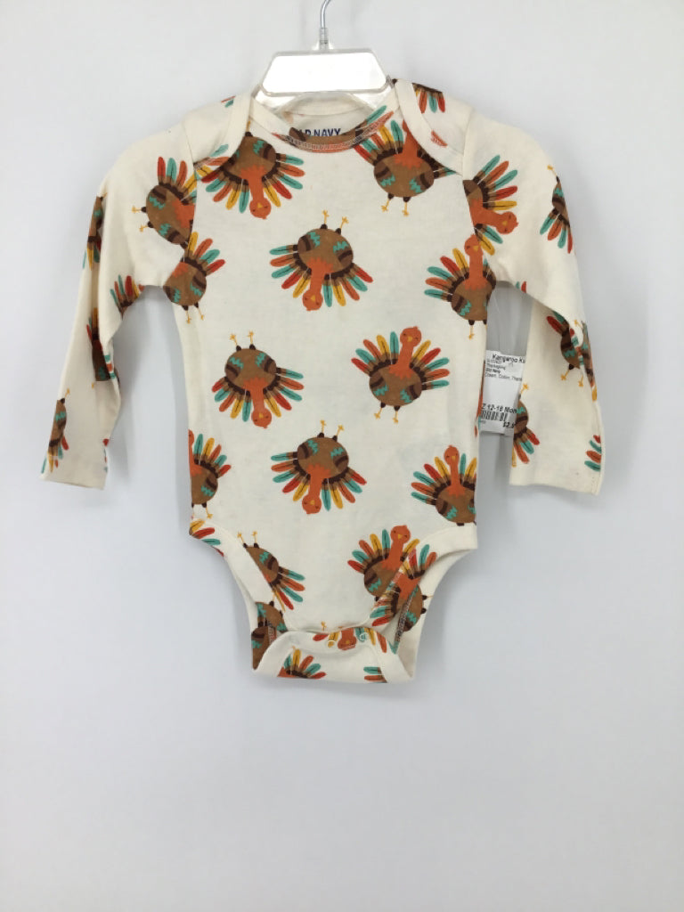 Old Navy Child Size 12-18 Months Cream Thanksgiving Onesie