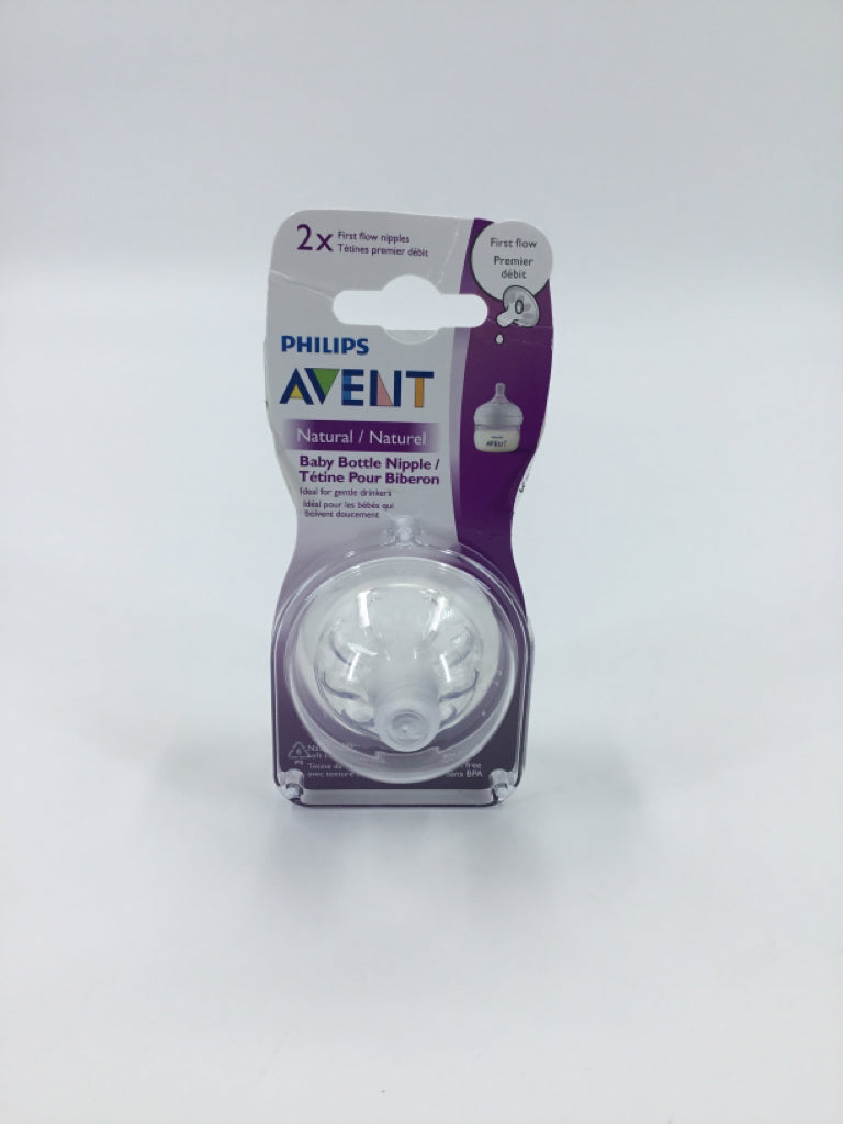 Avent Child Size 0 Months Natural Baby Bottle Nipple Set of 2