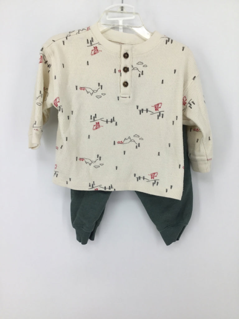 Carter's Child Size 12 Months Cream Print Outfit - boys