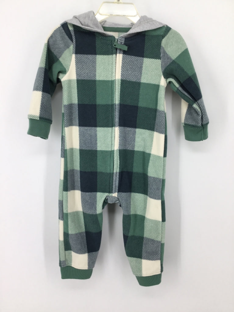 Carter's Child Size 12 Months Green Checkered Outfit - boys