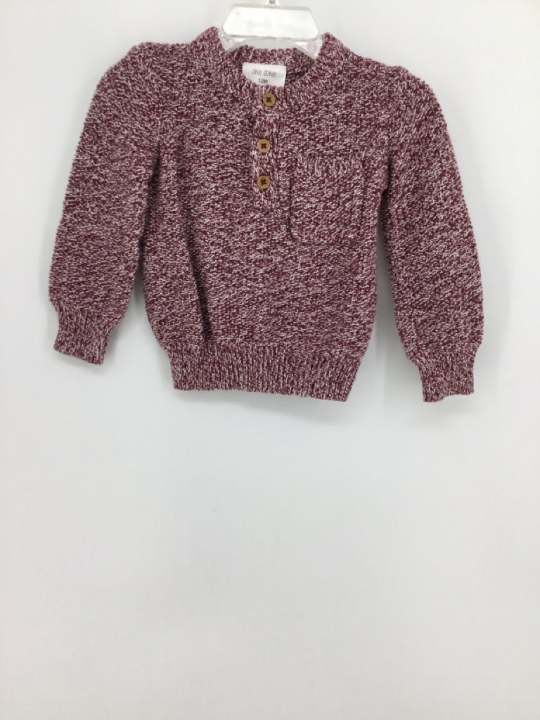 okie dokie Child Size 12 Months Burgundy Marbled Sweater - boys