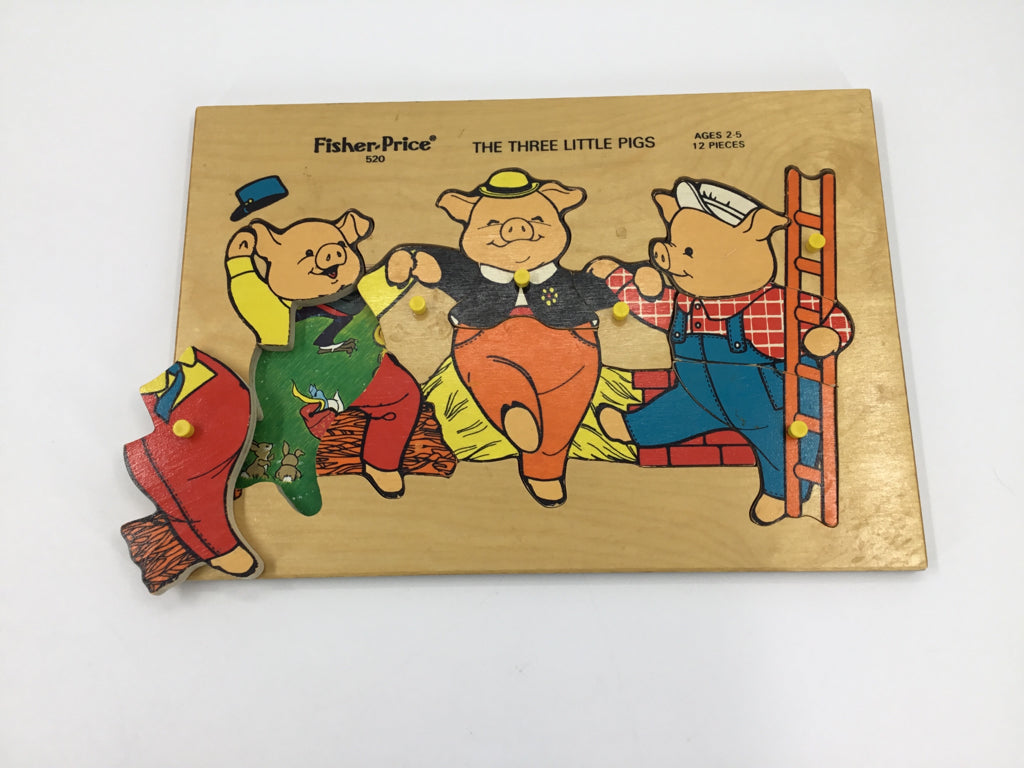 Fisher Price 3 Little Pigs Vintage Peg Puzzle
