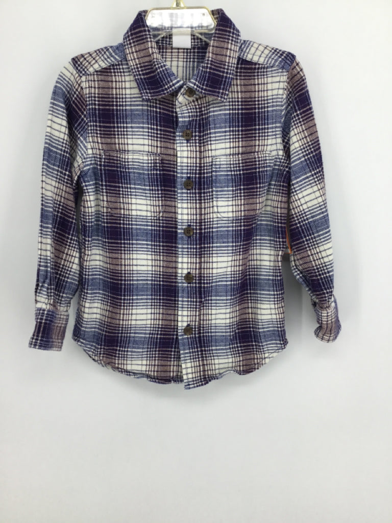 Baby Gap Child Size 4 Purple Plaid Shirt - boys