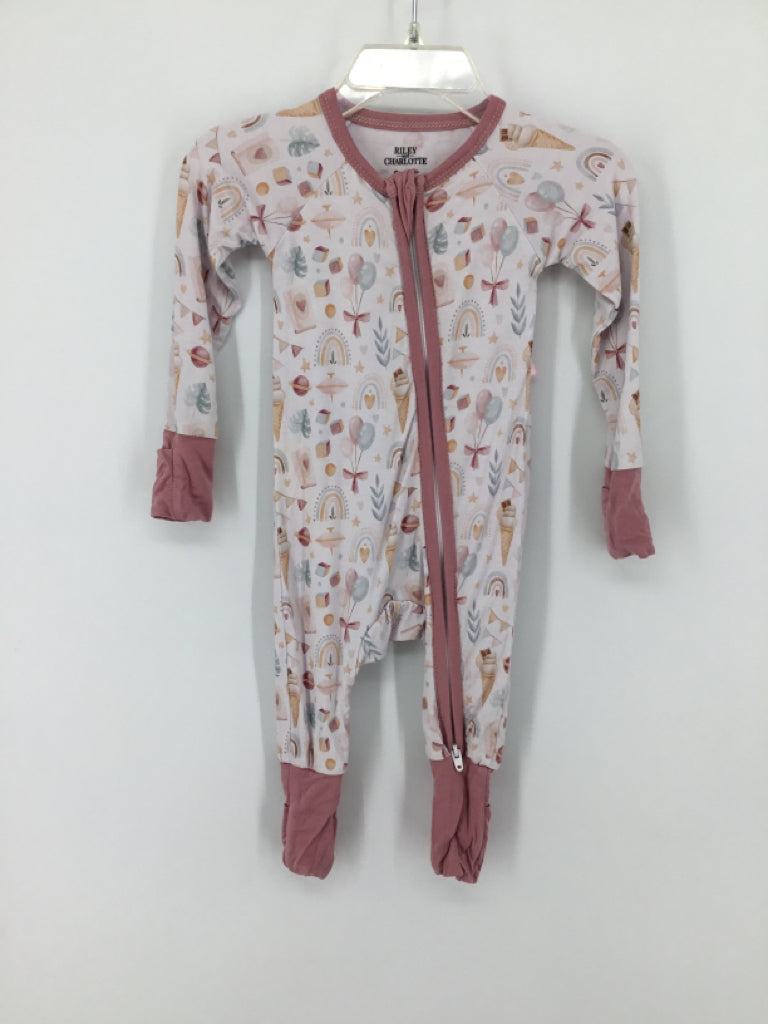 Riley and Charlotte Child Size 0-3 Months Pink Pajamas - girls