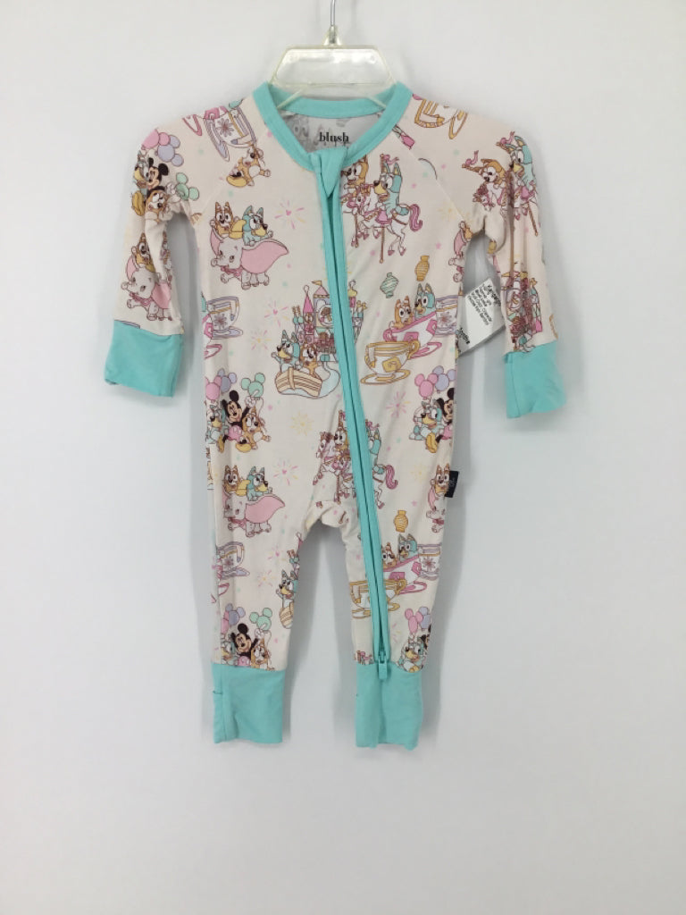 Blush Lotus + Bluey Child Size 0-3 Months Multi-Color Pajamas - girls