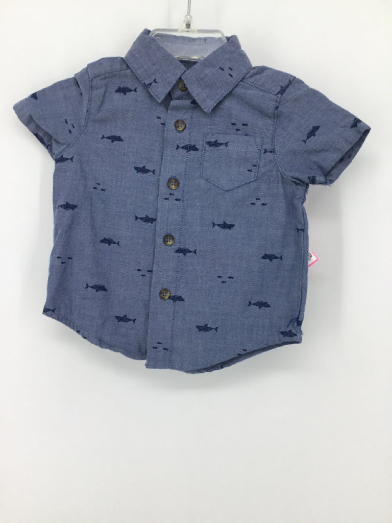 Just One You Made by Carters Child Size 3 Months Blue Sharks Shirt - boys