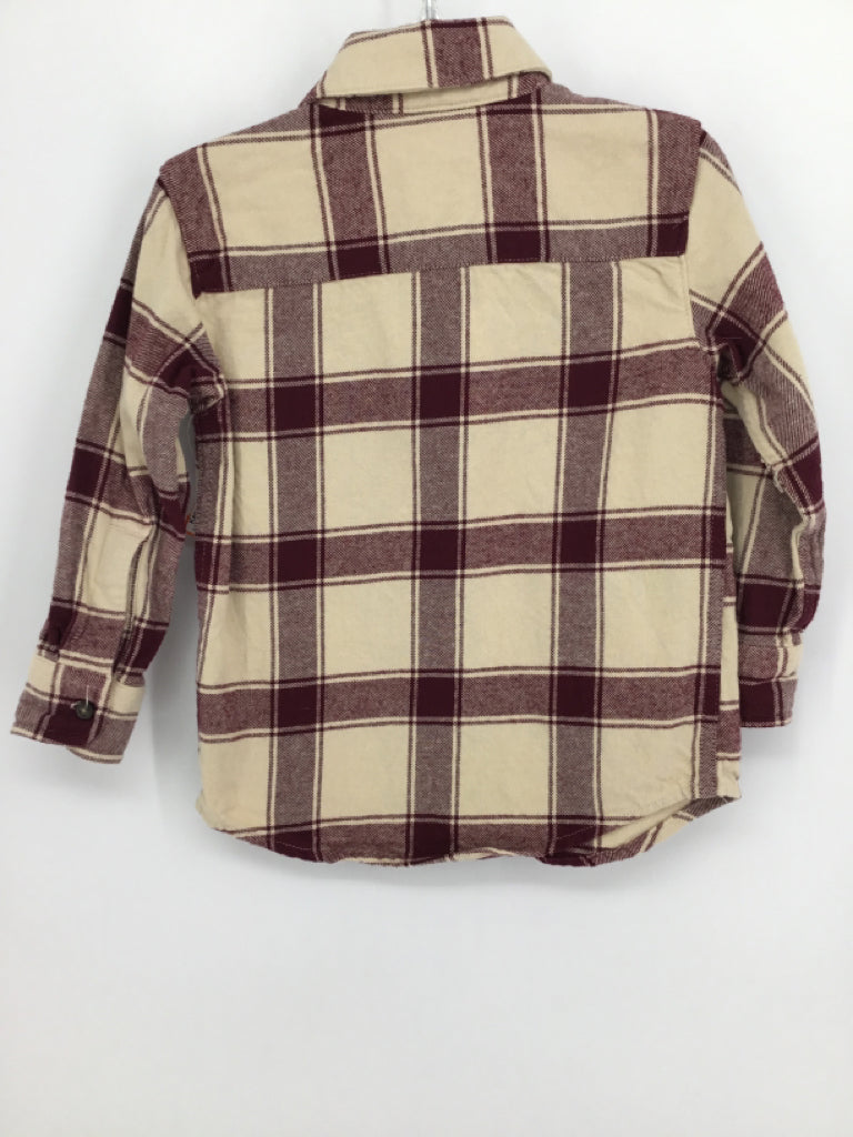 OshKosh B'gosh Child Size 3 Burgundy Plaid Shirt - boys