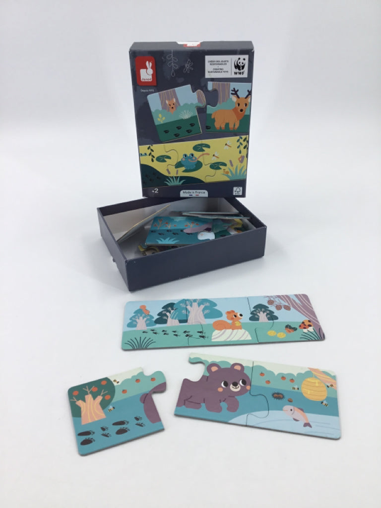 Janod Set of 3pc Animal and Footprints Puzzles