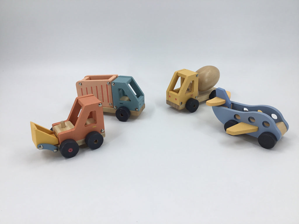 Set of 4 Wooden Toy Vehicles