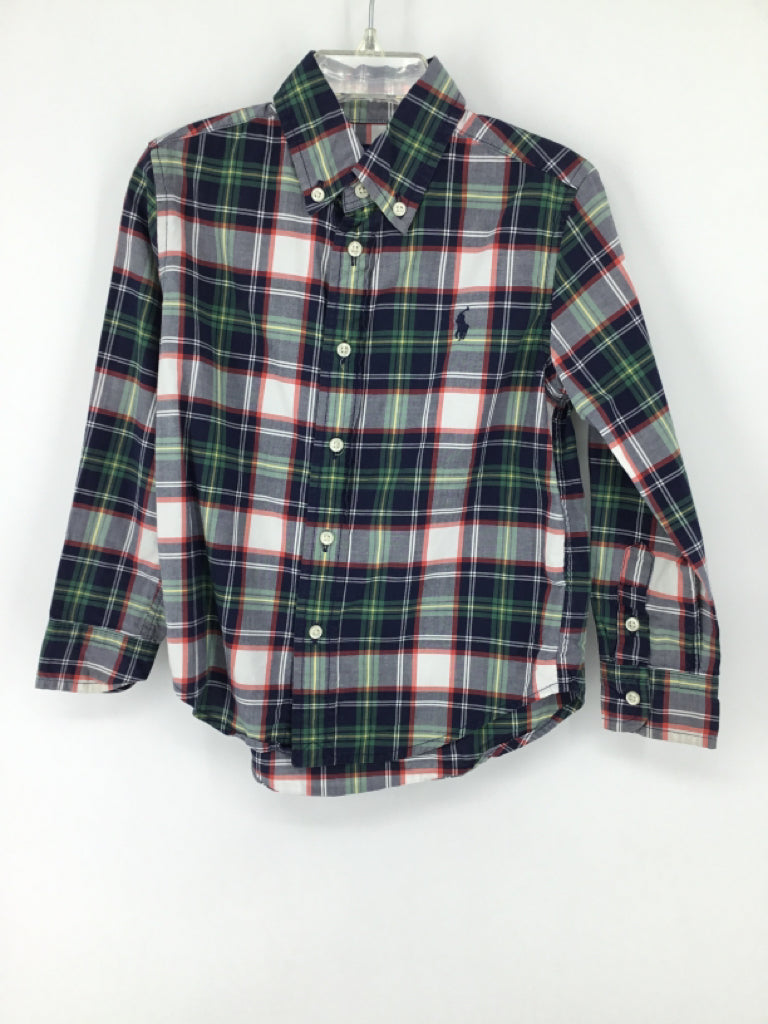 Ralph Lauren Child Size 4 Navy Plaid Shirt - boys