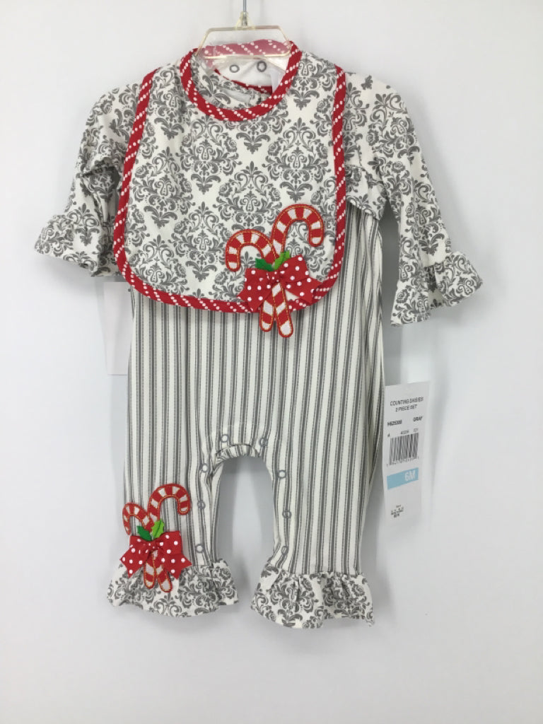 Counting Dasies Child Size 6 Months Gray Christmas Outfit