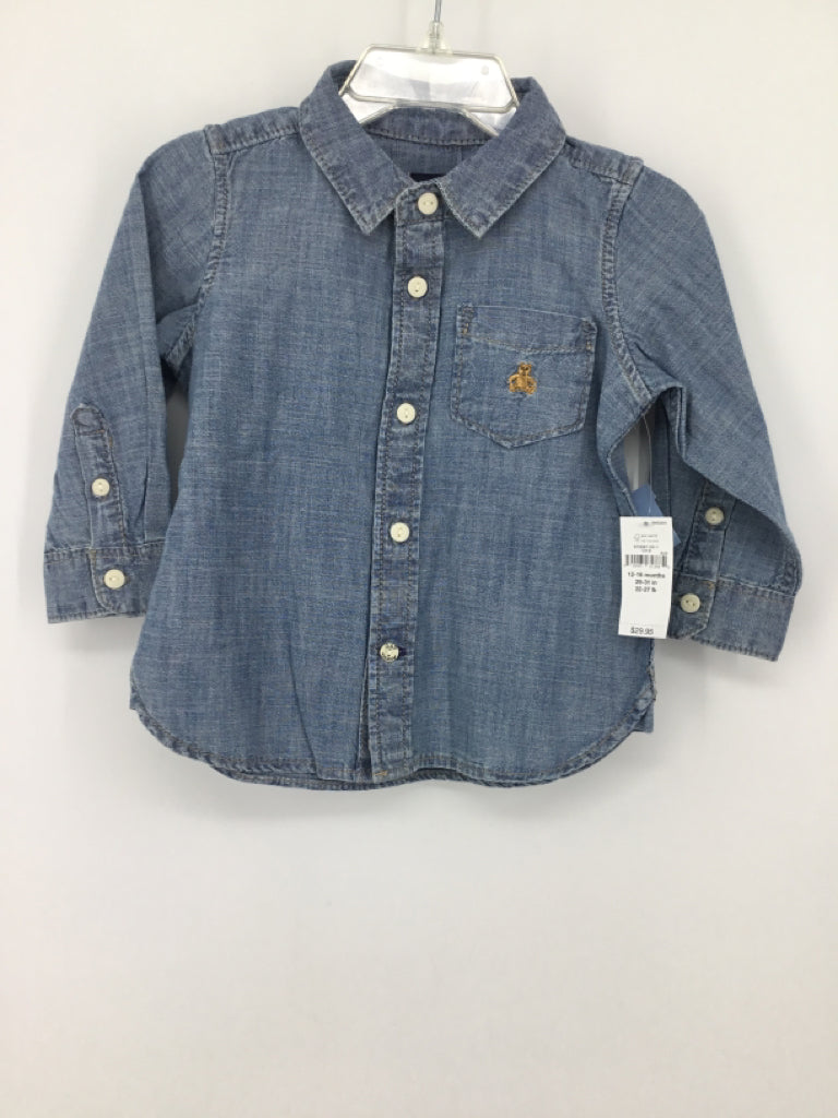 Baby Gap Child Size 12-18 Months Blue Solid Shirt - boys