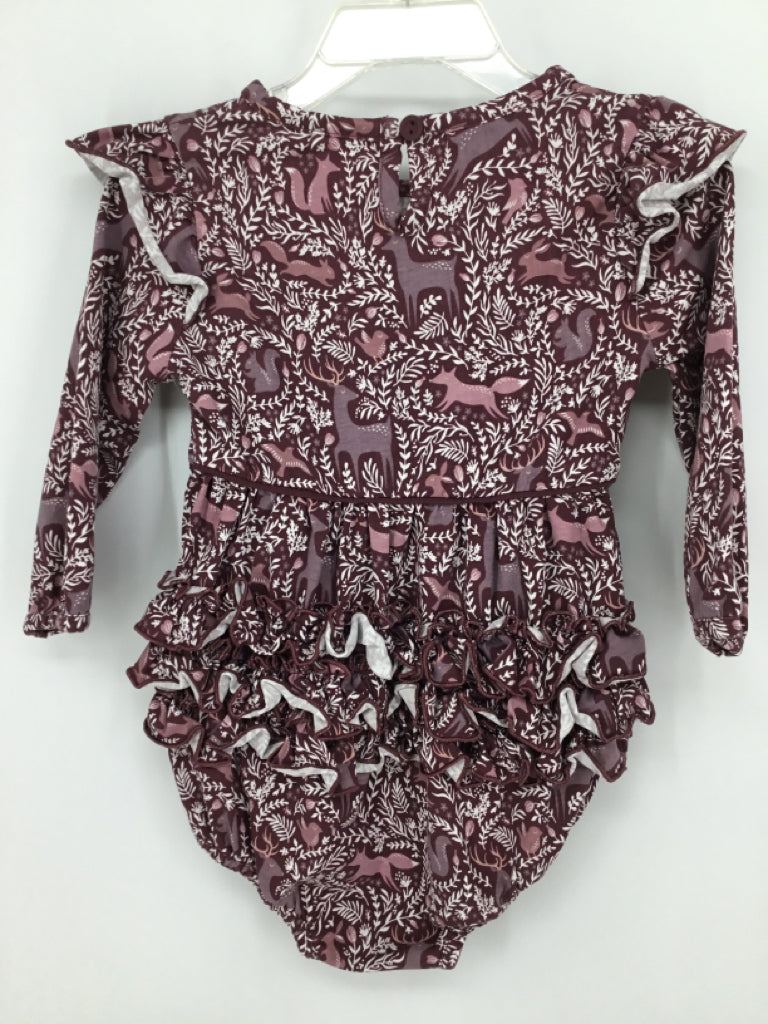 Ruffle Butts Child Size 12-18 Months Burgundy Outfit - girls