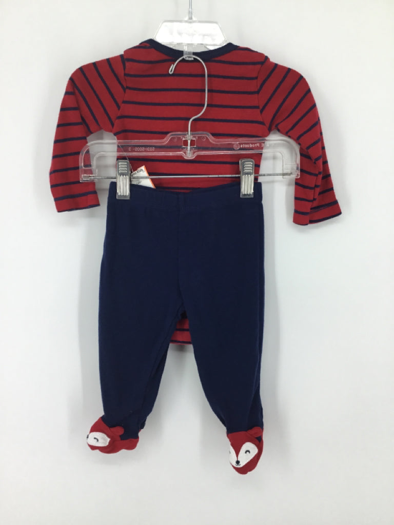C & L Child Size 6 Months Red Stripe Outfit - boys