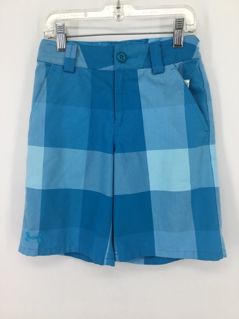 Under Armour Child Size 8 Blue Checkered Shorts - boys