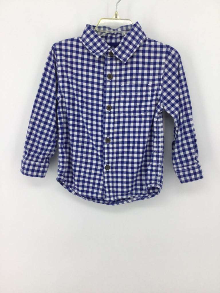 Cat & Jack Child Size 2 Blue Gingham Shirt - boys