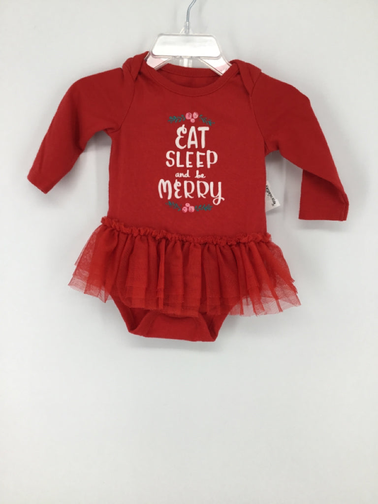 Cat & Jack Child Size 0-3 Months Red Christmas Onesie