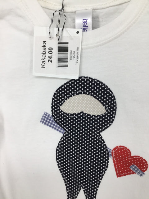 Kakabaka Child Size 2 White Valentine's Day Love Ninja t-Shirt