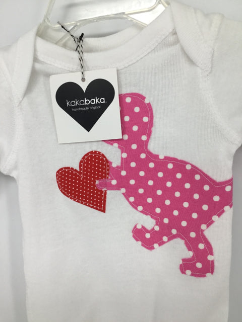 Kakabaka Child Size Newborn White Valentine's Day Dinosaur Onesie